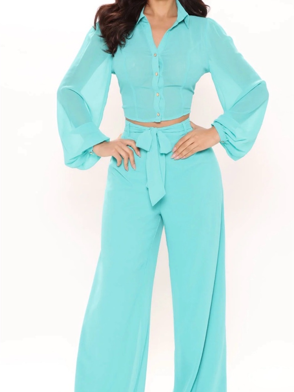 Fashion Nova Coral Tie-Front Wide Leg Pants